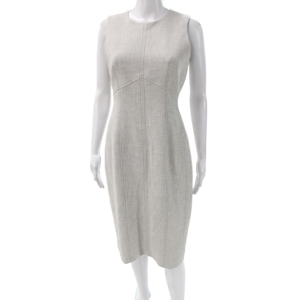 L.K. Bennett Womens Gray Sheath Dress Sleeveless Round Neck Business Size 6